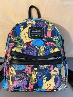 Loungefly Sesame Street Kids Mini Backpack - Blue, Yellow, Pink, Purple